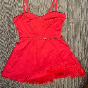 XL Red Heart-shaped bustier red dress w/tulle